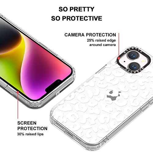 MOSNOVO Compatible with iPhone 14 Plus Case, [Buffertech™ 6.6 ft Drop Impact] [Anti Peel Off Tech] Clear TPU Bumper Phone Case Cover with White Leopard Designed for iPhone 14 Plus 6.7"