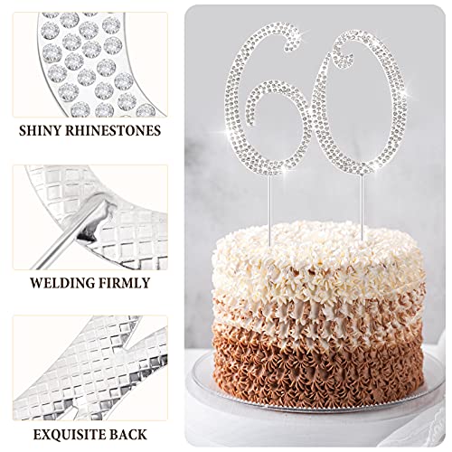 NUOBESTY Christmas Decor Wedding Decor Wedding Decor Wedding Decor 60, Glitter Crystal Rhinestones Insert Number 60 Sparkly Cake Decorations for 60th Birthday Anniversary Party Supplies Wedding Decor