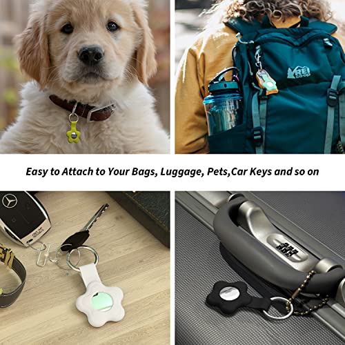 AirTag Holder, 4 Pack Silicone AirTag Case with KeychainDurable, Anti-Scratch Protective Silicone Cover with Anti-Losing Keychain for Apple Airtag