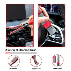 Car Interior Detailing Cleaning Brush Kit, AWSOM Scratch Free Vehicle Brush Dusters Kit for Interior Exterior Cleaning, Upgraded