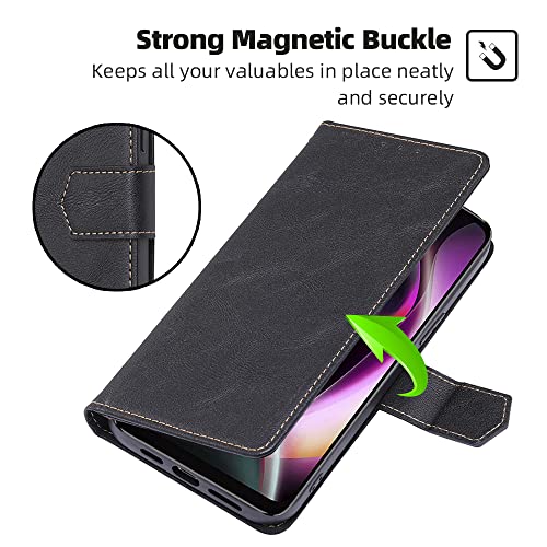 for Moto G 5G 2022 Wallet case,PU Leather Flip Folio Case with Card Holder RFID Blocking Kickstand Shockproof Phone Cover for Motorola Moto G 5G 2022 Case 6.5'' (Black)