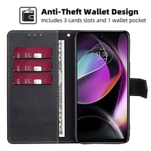 for Moto G 5G 2022 Wallet case,PU Leather Flip Folio Case with Card Holder RFID Blocking Kickstand Shockproof Phone Cover for Motorola Moto G 5G 2022 Case 6.5'' (Black)