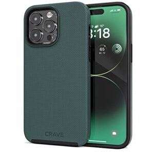 crave dual guard for iphone 14 pro max case, shockproof protection dual layer case for apple iphone 14 pro max (6.7") - forest green
