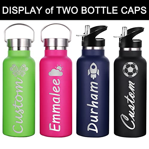 Personalized Water Bottles with Straw, Custom Insulated Water Bottle Engraved Name Text for Women Men Girls Boys-12oz/26oz