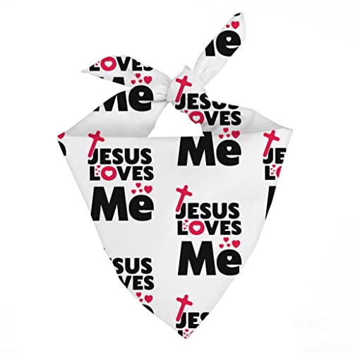 Jesus Loves Me Dog Bandana - Christian Pet Bandana - Faith Pet Scarf (S, White)