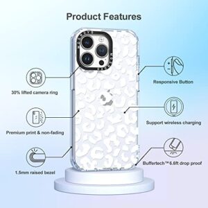 MOSNOVO Compatible with iPhone 14 Pro Max Case, [Buffertech™ 6.6 ft Drop Impact] [Anti Peel Off Tech] Clear TPU Bumper Women Girl Phone Case Cover White Leopard Designed for iPhone 14 Pro Max 6.7"