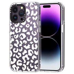 mosnovo compatible with iphone 14 pro max case, [buffertech™ 6.6 ft drop impact] [anti peel off tech] clear tpu bumper women girl phone case cover white leopard designed for iphone 14 pro max 6.7"