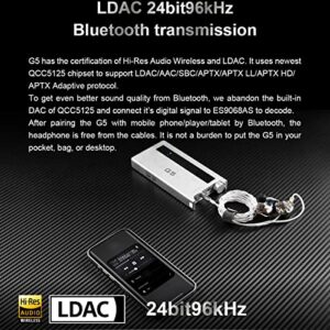 Topping G5 USB DAC, Portable LDAC Audio Built-in NFCA HPA Bluetooth Headphone AMP(Silver)