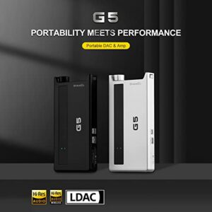 Topping G5 USB DAC, Portable LDAC Audio Built-in NFCA HPA Bluetooth Headphone AMP(Silver)