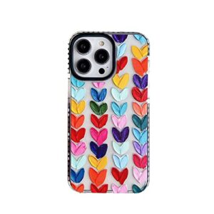 Lxsceto Multi Color Daub Loving Heart Bumper Phone Case for iPhone 14 Pro Women Cellphone Protective Cover Fashion Cases for iPhone 14Pro 6.1"