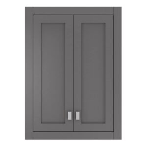 water creation madison 33" solid hardwood medicine cabinet in gray/chrome
