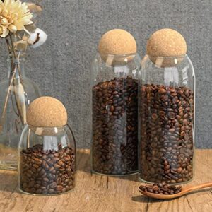 ComSaf 34Oz Glass Storage Container with Ball Cork, Coffee Storage Jar, 3Pcs Bath Salt Jar, Glass Jar with Cork Lids, Decorative Jar for Candy, Tea, Suger, Bathroom Apothecary Cotton Swab Qtip Holder