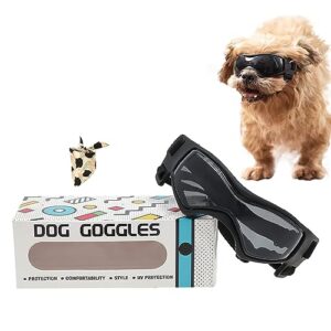 shamr dog sunglasses dog goggles doggles uv eye protection dog glasses for small to medium breed, dust and water proof with soft frame (black)