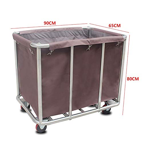 Mobile Linen Cart for Hotel/Lobby, Detachable Stainless Steel Room Service Car with Universal Wheel, PIBM