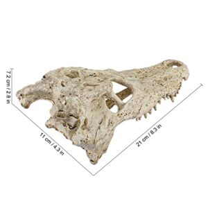 Crocodile Reptile Amphibian Skull Habitat Hide - Premium Non-Toxic Resin for Aquariums & Terrariums – Large Size