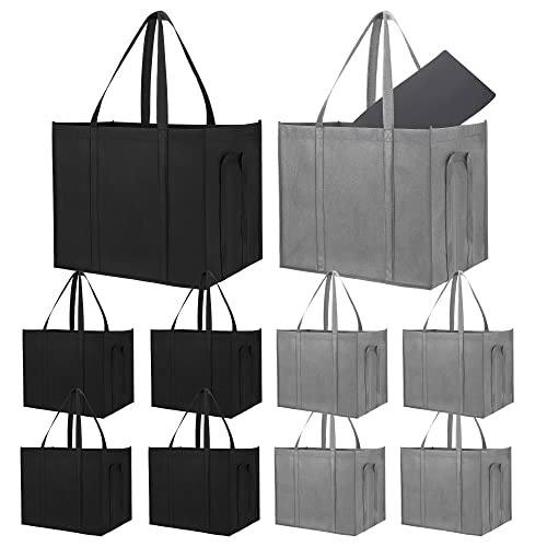 MAXCYCLE Reusable Grocery Bags 10 Pack Large Durable Foldable Shopping Tote Bags with 10 Removable Bottoms For Groceries