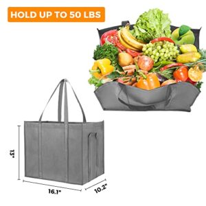 MAXCYCLE Reusable Grocery Bags 10 Pack Large Durable Foldable Shopping Tote Bags with 10 Removable Bottoms For Groceries