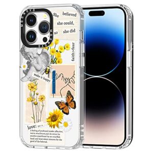 mosnovo compatible with iphone 14 pro max case, [buffertech 6.6 ft drop impact] [anti peel off tech] clear tpu bumper women phone case cover vintage collage art designed for iphone 14 pro max 6.7"