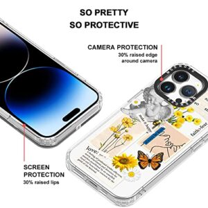 MOSNOVO Compatible with iPhone 14 Pro Max Case, [Buffertech 6.6 ft Drop Impact] [Anti Peel Off Tech] Clear TPU Bumper Women Phone Case Cover Vintage Collage Art Designed for iPhone 14 Pro Max 6.7"