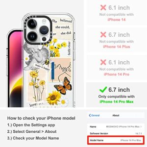 MOSNOVO Compatible with iPhone 14 Pro Max Case, [Buffertech 6.6 ft Drop Impact] [Anti Peel Off Tech] Clear TPU Bumper Women Phone Case Cover Vintage Collage Art Designed for iPhone 14 Pro Max 6.7"