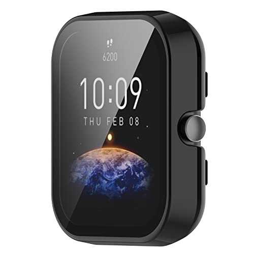 Screen Protector Compatible with Amazfit Bip 3 Pro/Bip 3 Cases Smartwatch Accessories TenCloud Covers Scratched Resistant Full Protective Cover Screen Protectors for Bip 3 Pro/Bip 3 (Black)