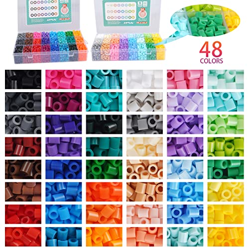 Artkal Fuse Beads 9,600 48 Colors Fusion Beads 5mm Melting Beads Sorted Beads 2 Boxes