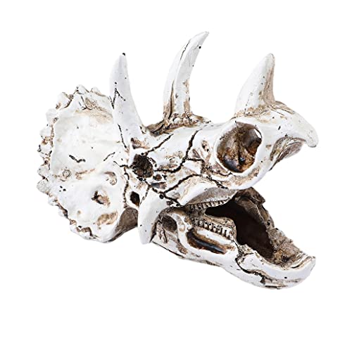 Dinosaur Triceratops Skull Reptile Amphibian Habitat Hide – Premium Non-Toxic Resin for Aquariums & Terrariums – Large Size