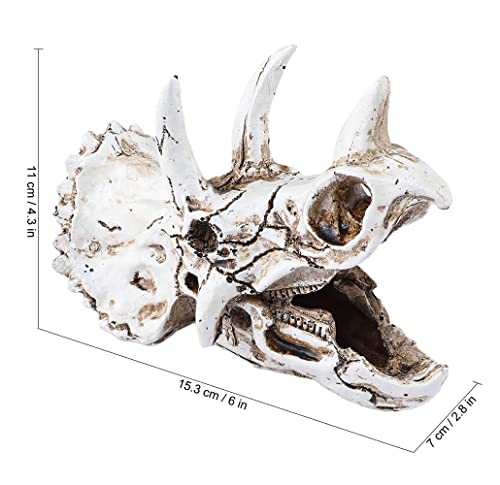 Dinosaur Triceratops Skull Reptile Amphibian Habitat Hide – Premium Non-Toxic Resin for Aquariums & Terrariums – Large Size