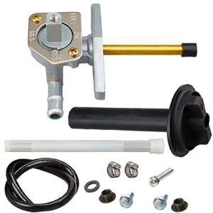 fuel cock petcock with lever assy for honda recon 250 trx250, honda rancher trx350, honda rancher trx420, honda foreman trx450, honda foreman rubicon trx500fa, gas valve switch part (with fuel tube)
