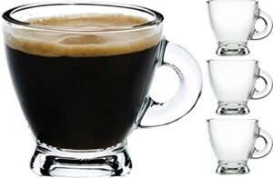 bohem's espresso cups, 3.2 oz small demitasse clear glass espresso drinkware set, espresso shot glasses, clear expresso coffee cups, tazas de cafe expreso (set of 4)