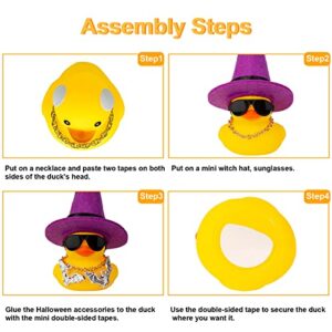 MuMyer Car Rubber Duck Ornaments Halloween Duck Car Dashboard Decorations with Mini Witch Hat Sunglasses Necklace for Halloween Themed Gifts