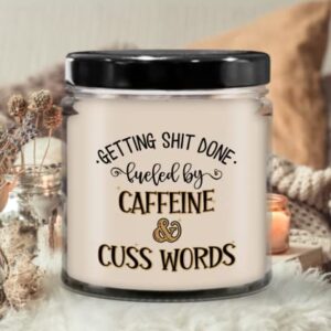 The Improper Mug Fueled by Caffeine and Cuss Words Candle for Coffee Lovers Sarcastic Rude Birthday Christmas Ideas for Mom Dad Funny Adult Humor 9 Oz. Vanilla Scented