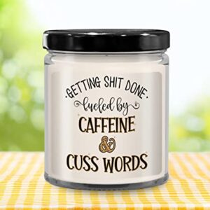 The Improper Mug Fueled by Caffeine and Cuss Words Candle for Coffee Lovers Sarcastic Rude Birthday Christmas Ideas for Mom Dad Funny Adult Humor 9 Oz. Vanilla Scented