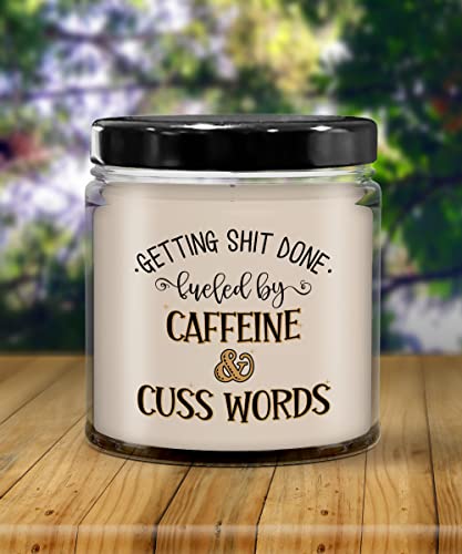The Improper Mug Fueled by Caffeine and Cuss Words Candle for Coffee Lovers Sarcastic Rude Birthday Christmas Ideas for Mom Dad Funny Adult Humor 9 Oz. Vanilla Scented