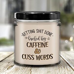 The Improper Mug Fueled by Caffeine and Cuss Words Candle for Coffee Lovers Sarcastic Rude Birthday Christmas Ideas for Mom Dad Funny Adult Humor 9 Oz. Vanilla Scented