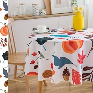 qicho autumn leaves fall printed tablecloth round 60 inch waterproof and stain resistant easy care fabric tablecloth for restaurant/thanksgiving/holiday party decoration