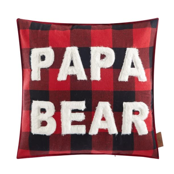 Dearfoams Papa Bear Pillow, Red and Black Buffalo Check