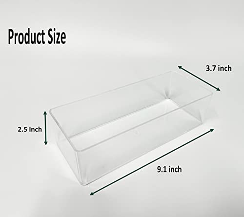 POPPEYGO Stackable Clear Drawer Organizers Small Makeup Vanity Storage Bins Trays and Office Desk Drawer Dividers Single Compartment 2 Pack