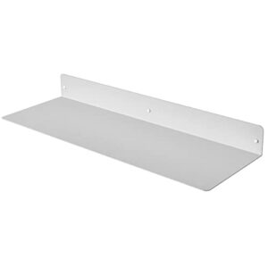 linear floating shelf,24"wx8"d industrial heavy duty stainless steel metal wall mount,simple modern country farmhouse style design wall shelf, bedroom, living room, garage storage rack (white)