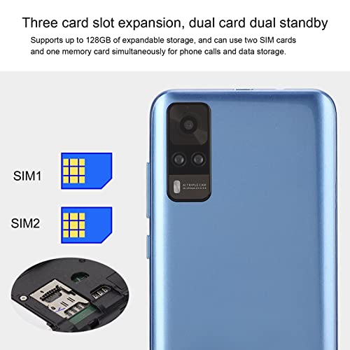 Android Unlocked Cell Phones, Y53S 5.45in FHD Screen Dual SIM Face Unlocked Mobile Phone, 2GB RAM 32GB ROM Ultra Thin Smartphone, 128G Expansion, 2800mAh, Dual Camera, Bluetooth(Light Blue)