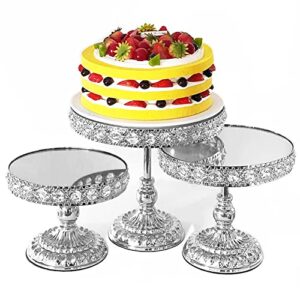 feictpox cake stand set for dessert table metal cake stands with crystal cupcake display stand,silver