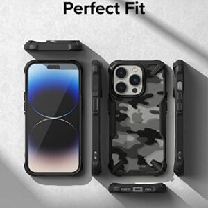 Ringke Fusion-X [Military Design] Compatible with iPhone 14 Pro Case 6.1 Inches, Camouflage Hard Back Heavy Duty Shockproof Advanced Protective Bumper Cover - Camo Black