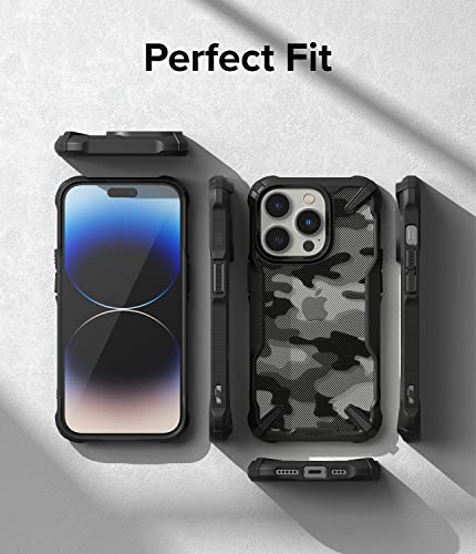 Ringke Fusion-X [Military Design] Compatible with iPhone 14 Pro Case 6.1 Inches, Camouflage Hard Back Heavy Duty Shockproof Advanced Protective Bumper Cover - Camo Black