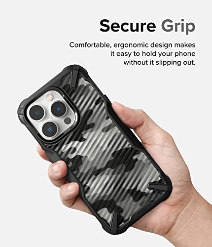 Ringke Fusion-X [Military Design] Compatible with iPhone 14 Pro Case 6.1 Inches, Camouflage Hard Back Heavy Duty Shockproof Advanced Protective Bumper Cover - Camo Black