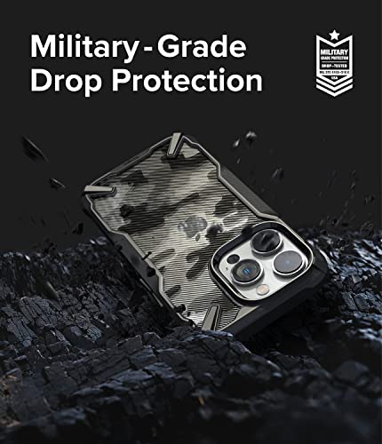 Ringke Fusion-X [Military Design] Compatible with iPhone 14 Pro Case 6.1 Inches, Camouflage Hard Back Heavy Duty Shockproof Advanced Protective Bumper Cover - Camo Black