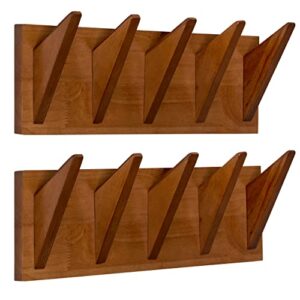 nhz wall mounted coat rack, coat rack hooks set 2, coat rack wall mount heavy duty wooden for closet room, bathroom, bedroom. (brown)