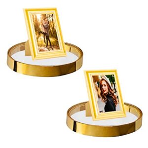 YOLS Small Floating Shelf, Gold Round Metal with Clear Acrylic, Small Shelves for Wall Décor (Round Medium 5.8 Inches 2pcs)