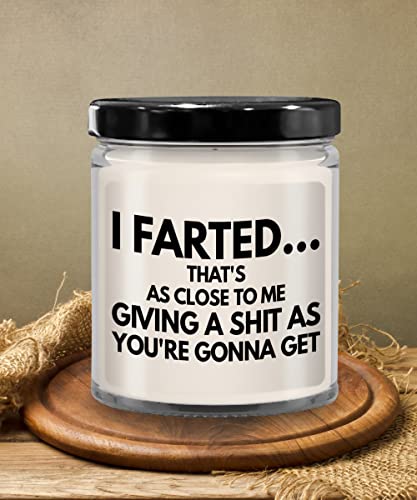 The Improper Mug Fart Candle for Friends or Coworker I Farted IDGAF Funny Gag Jokes Adult Humor Rude Sarcastic 9 Oz. Vanilla Scented Soy Wax