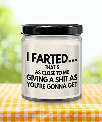 The Improper Mug Fart Candle for Friends or Coworker I Farted IDGAF Funny Gag Jokes Adult Humor Rude Sarcastic 9 Oz. Vanilla Scented Soy Wax