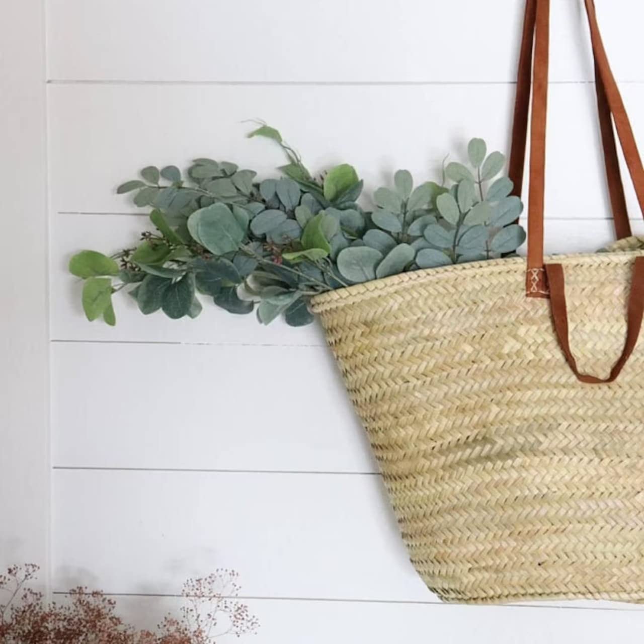 Storekech Straw Bag Handmade with Double Handle French Market Basket, Straw Basket, Grocery Market Bag, Moroccan Straw Bag, Bridesmaid Gift, Beach Straw Bag, Woven Bag, Summer Straw Bag, Beige